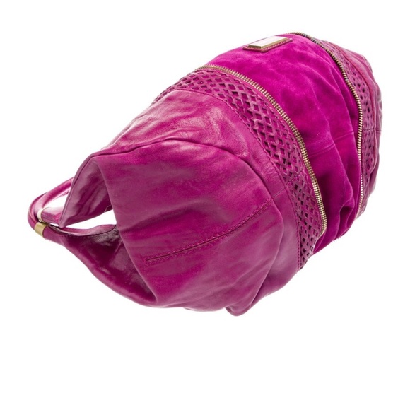 Jimmy Choo Magenta Hobo Bag with Gold Accents - Picture 5 of 9